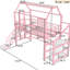 Pink Twin Metal Loft Bed With Slide, Stairs, Guardrails, Storage And Noise - Structure For A Cheerful Dreamy Space House Shaped Frame Shelf Safe Playful Bedroom