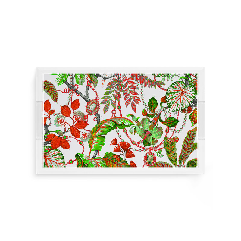 Plateau rectangulaire en acrylique Plumeria, L 12,5 po x P 7,75 po x H 2 po