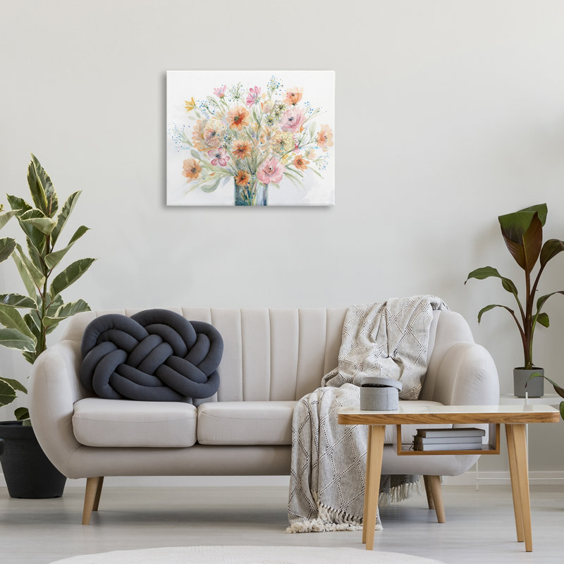 "Peach Pink Bouquet", art mural par Patti Bishop, H 24 po x l 30 po