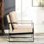 Chaise d'appoint à structure métallique en microfibre brun clair pour la décoration intérieure avec rembourrage épais et structure pour chambre à coucher-559035129
