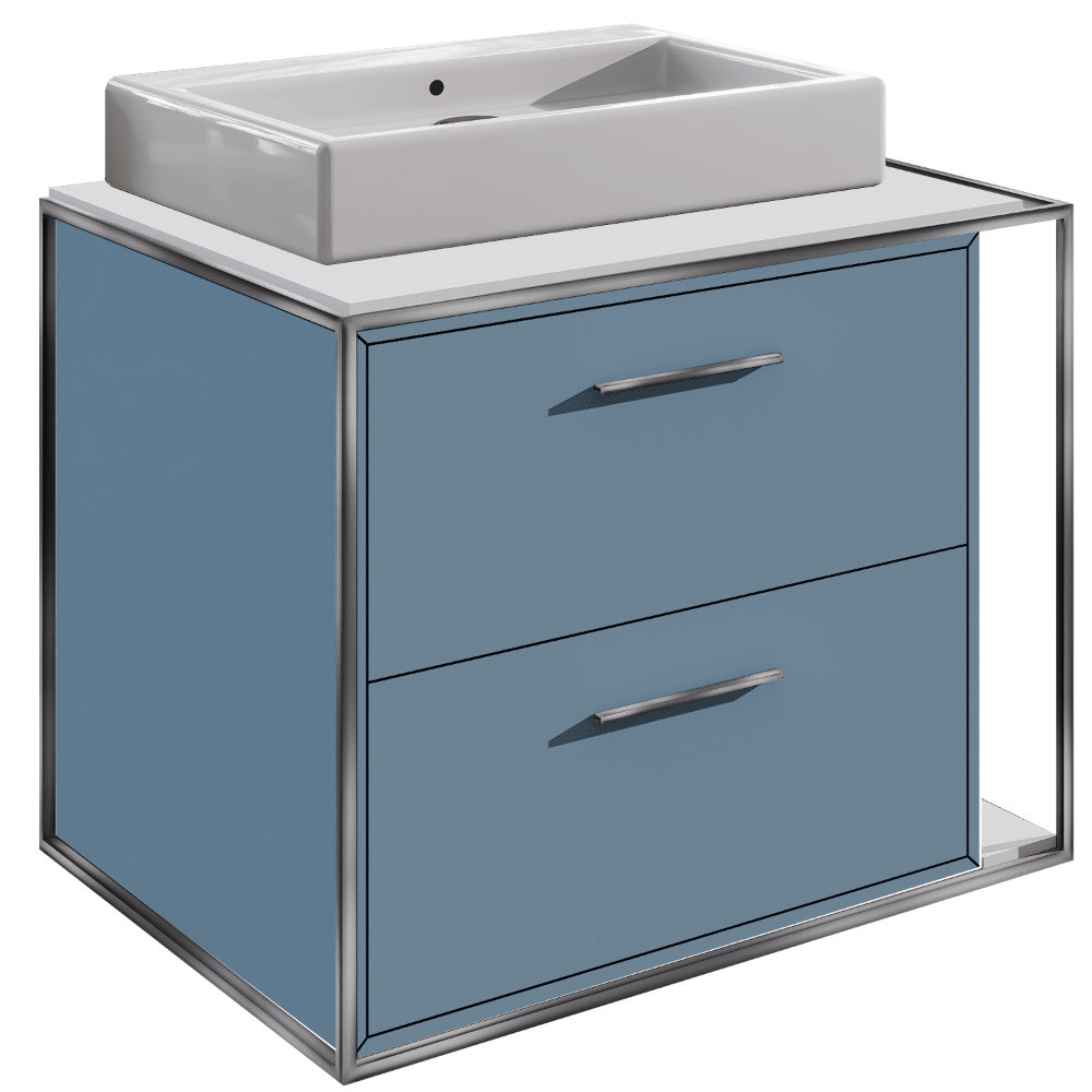 Linea 24'' Single Bathroom Vanity, Azure, Brushed Stainless Steel, Wall Mount