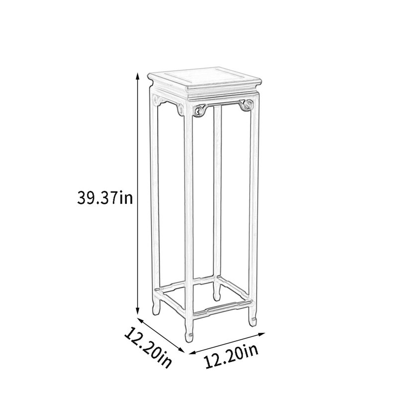 Support pour plante debout en bois massif, H 39,37 po x L 12,2 po x l 12,2 po
