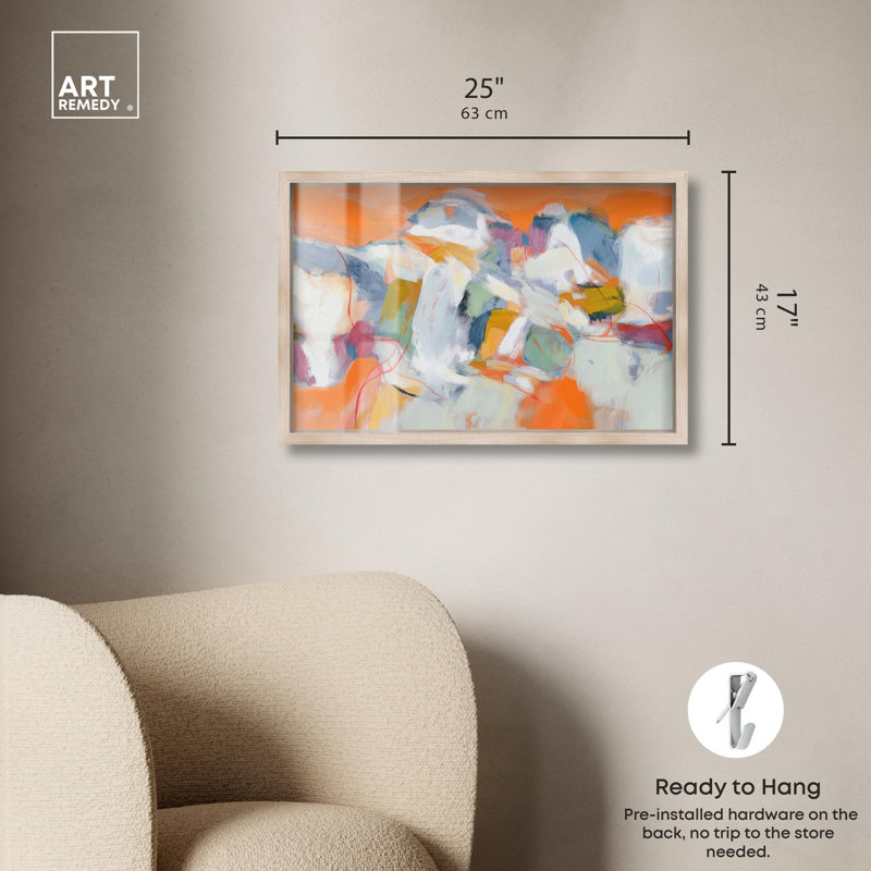 «Canyon Fire II», reproduction d'art abstrait par Art Remedy, H 17 po x l 25 po, Crème, crème