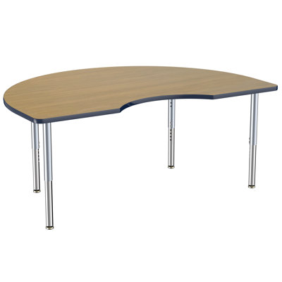 48" x 72" Kidney Thermofused Activity Table with Adjustable Super Legs - Gray/Blue/Silver