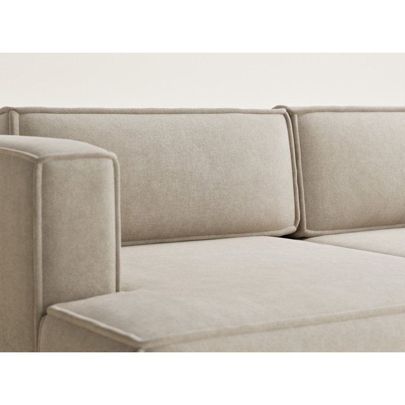 Four-Seater Corner Sofa With Bed Function, Left Hand Facing, Tan Polyester/Chenille