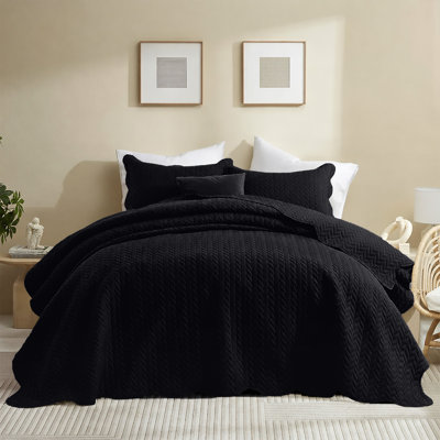 Microfiber Embossed Oversized Modern & Contemporary Bedspread Set With Shams
