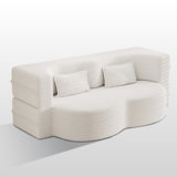 Dinerstein 78" Teddy Upholstered Sleeper Sofa, Convertible Sofa Bed With Pillow