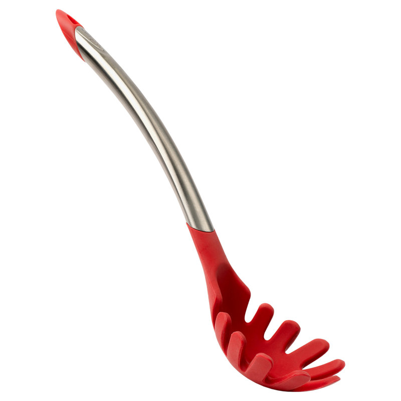 Cuisipro Silicone Spaghetti Spoon, Black, Heat and Stain Resistant, Dishwasher Safe, 31cm, Red
