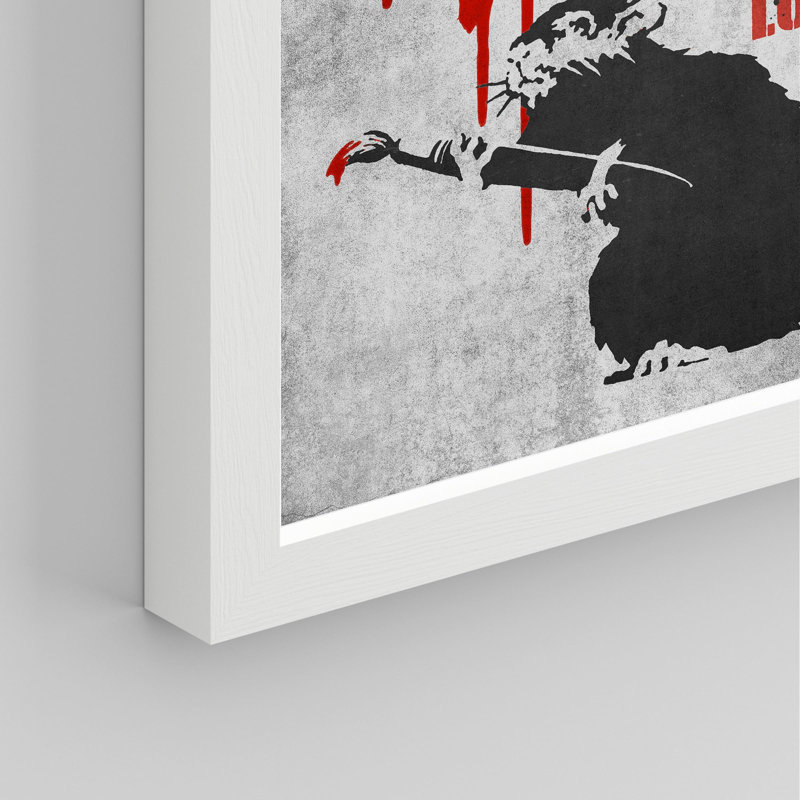«Banksy Rat Red Heart Design» sur papier, Blanc, H 10 po x l 8 po