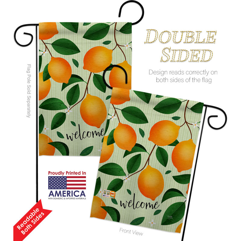 Drapeau de jardin en polyester Welcome Lemon, H 19 po x l 13 po