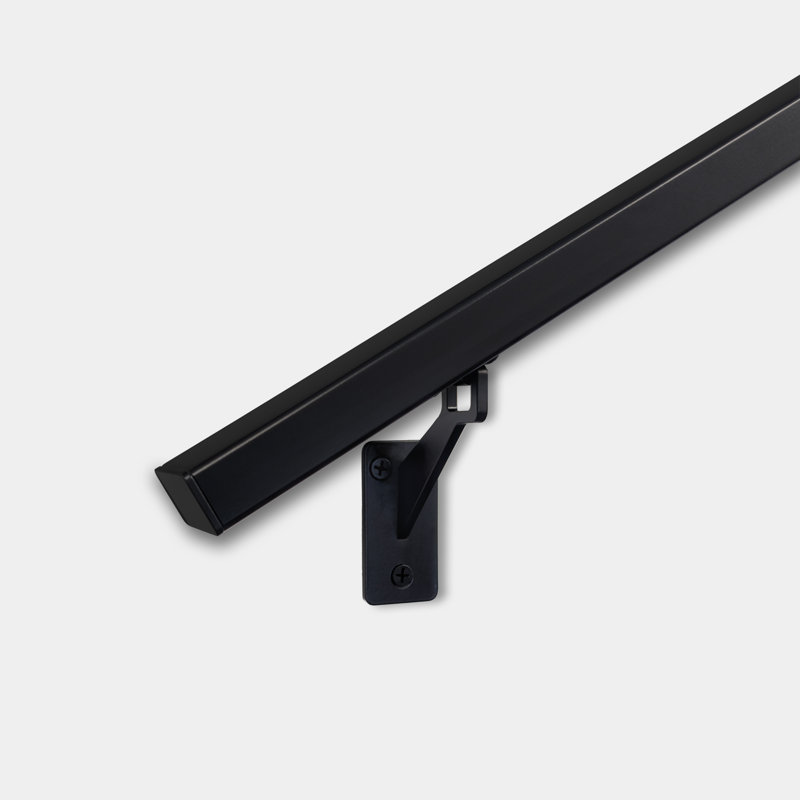 Modern Architectural Aluminum Stair Handrail For Indoor And Outdoor Stairs, Wall Mount Staircase Railing Kit With Stainless Steel Brackets And Screws, Powder Coated
