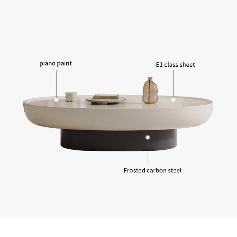 Creamy style creative oval coffee table, 14.96" H x 47.24" L x 23.62" W