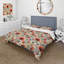 Ensemble de housse de couette rouge et beige à motif floral rétro I-699955900