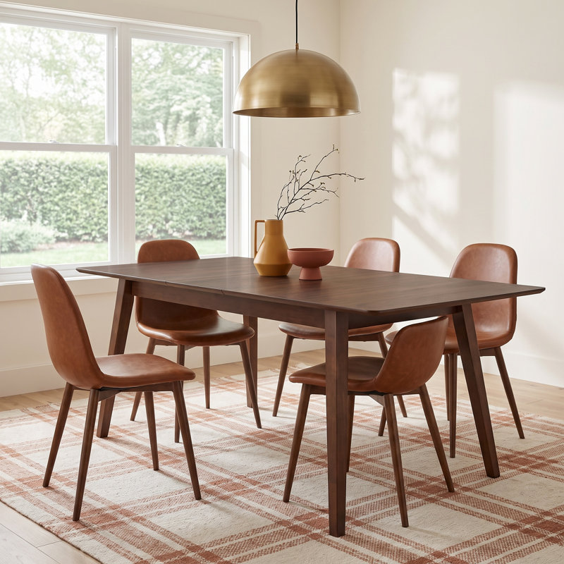 Doge Indoor Walnut and Wood Extendable Dining Table, Brown