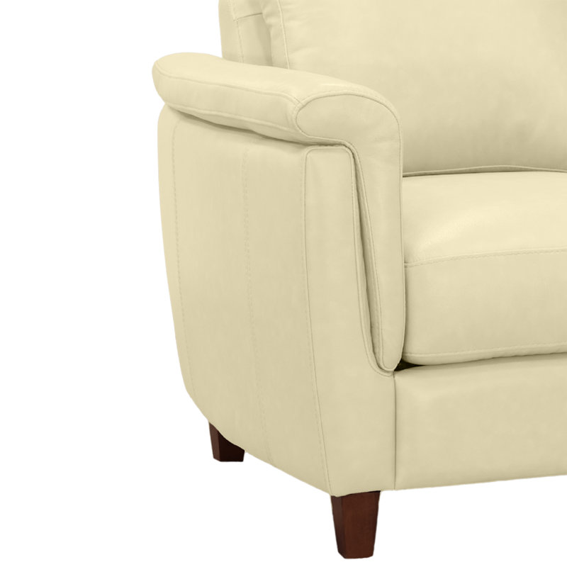 Canapé en cuir véritable 79 po Rambrij, Crème