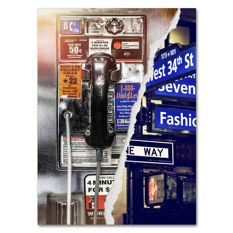 « phone me to new york », reproduction de photo sur toile tendue encadrée, H 19 po x l 14 po x P 2 po