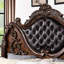 Lit traditionnel luxueux en cerisier brun, bois massif, marbre et faux bois