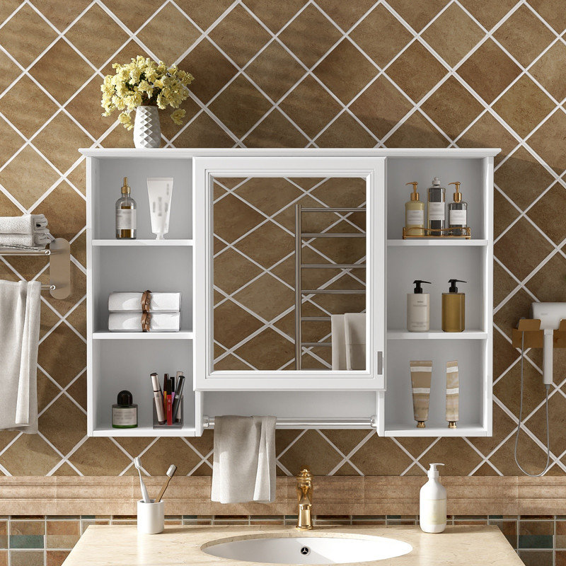 Armoire de toilette murale 42 po 3 en 1, armoire à pharmacie avec tablette réglable et porte à fermeture en douceur
