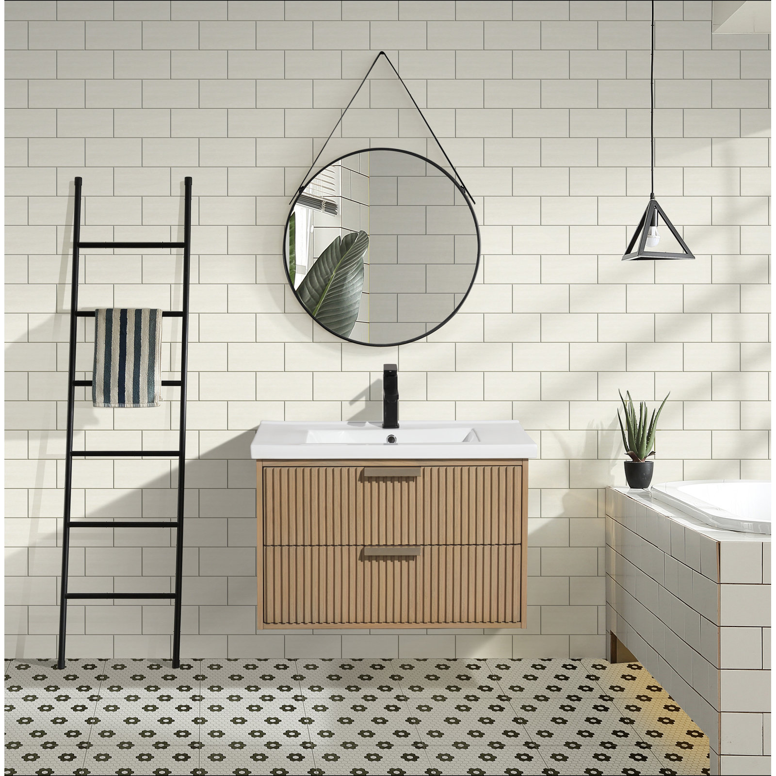 Anelie 30'' Single Bathroom Vanity, Oak, Gold