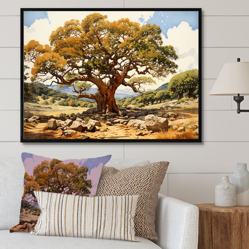 «Tree Oaks Simplicity» sur impression sur toile, H 12 po x l 20 po x P 1 po, Cadre flottant noir