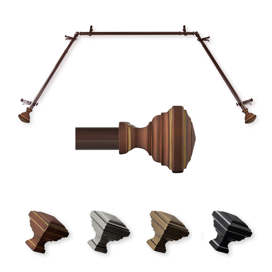 Steel Adjustable Bay Window Single Curtain Rod Rod Desyne