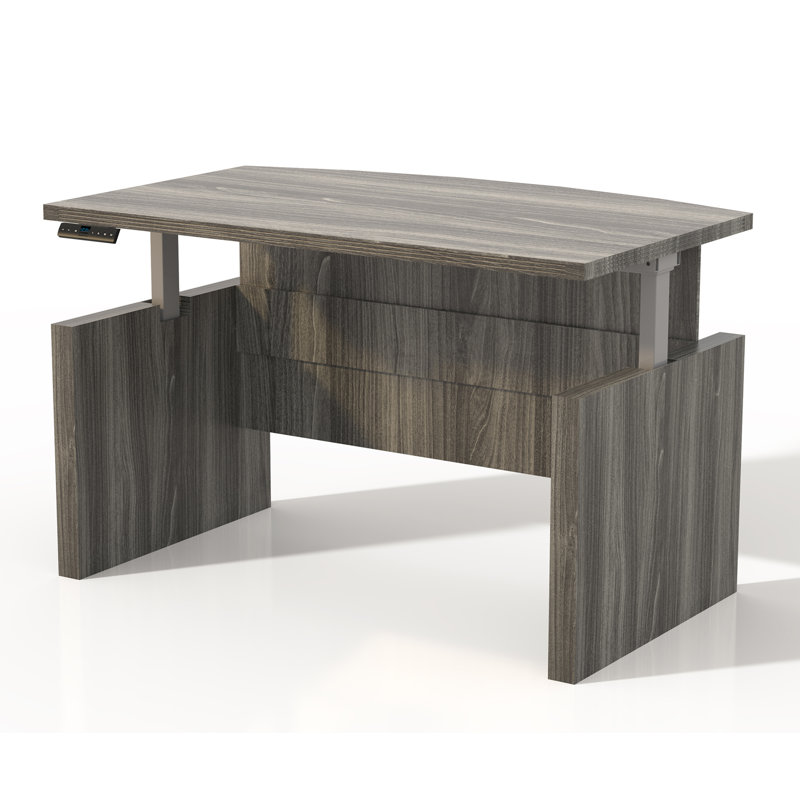 Aberdeen­ Height-Adjustable Front Desk with Base, Gray Steel Laminate, 49.25" H x 72" W x 42" D