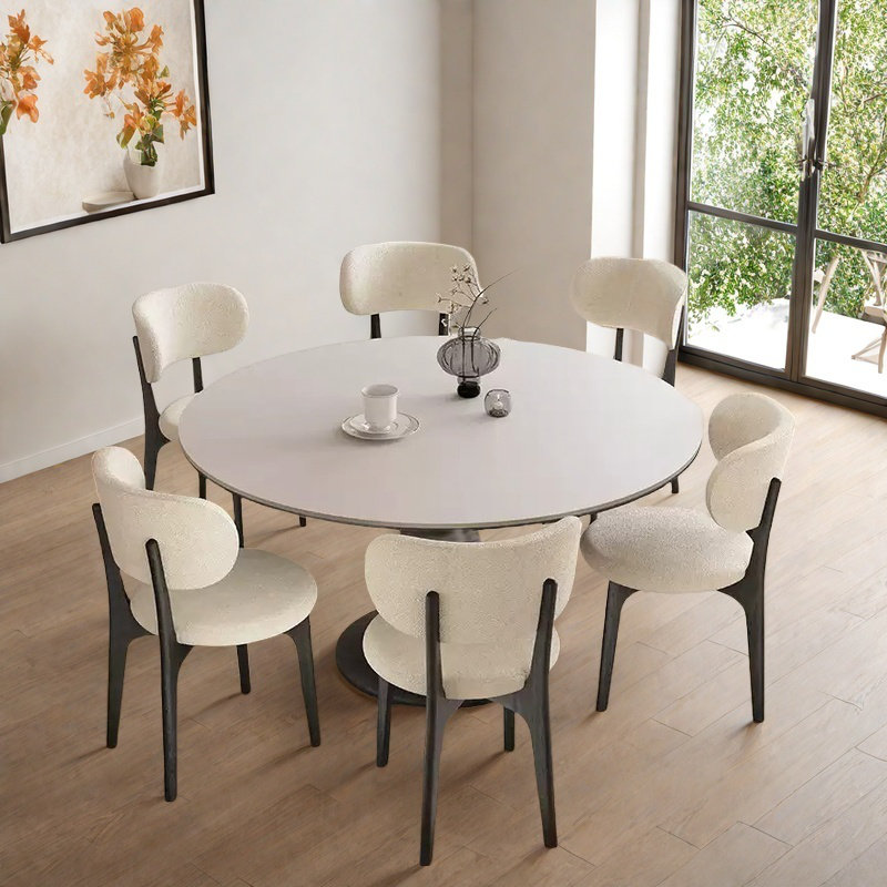 Simple Rock Plate Round Dining Table Sets., 29.53"H x 53.15"L x 53.15"W 