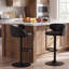 Tabourets de bar industriels modernes avec dossier bas, hauteur réglable, pivotants, recouverts de tissu beige, pour îlot de cuisine-1981928127