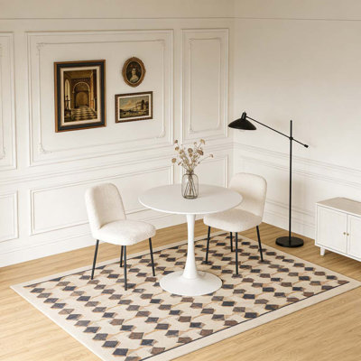 Table de salle à manger moderne, plateau en panneau de fibres à densité moyenne et table de cuisine ronde en tulipe