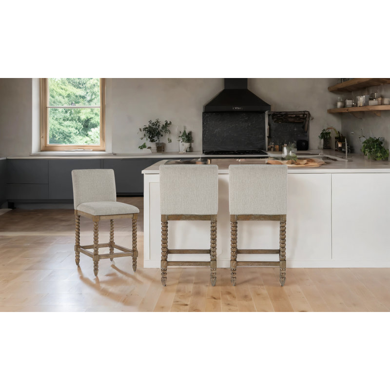 Tabouret de comptoir Tamami, Beige, 3, Brun