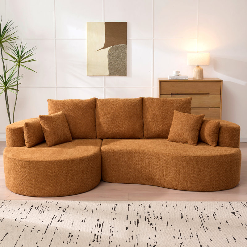 106 po Canapé modulaire courbé en tissu 2 pièces Cloud, Tissu chameau
