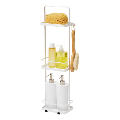 Tower Yamazaki Home Wire Standing Shower Caddy With Bath Shelf Baskets, Tall, Steel, Water Resistant