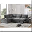 Canapé modulaire coulissant de 107 po en forme de L avec sièges larges, repose-pieds avec rangement à mouvement libre, combinaison libre, canapé en chenille surdimensionné pour salon et appartement,-1216884621