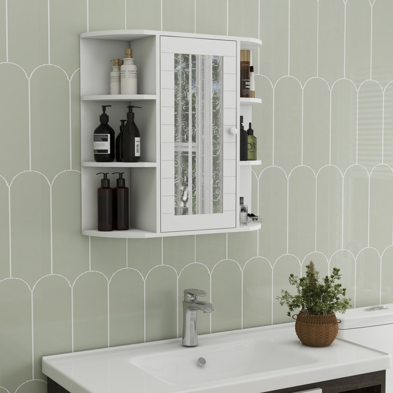 Armoire à pharmacie moderne avec miroir et tablettes réglables - blanc