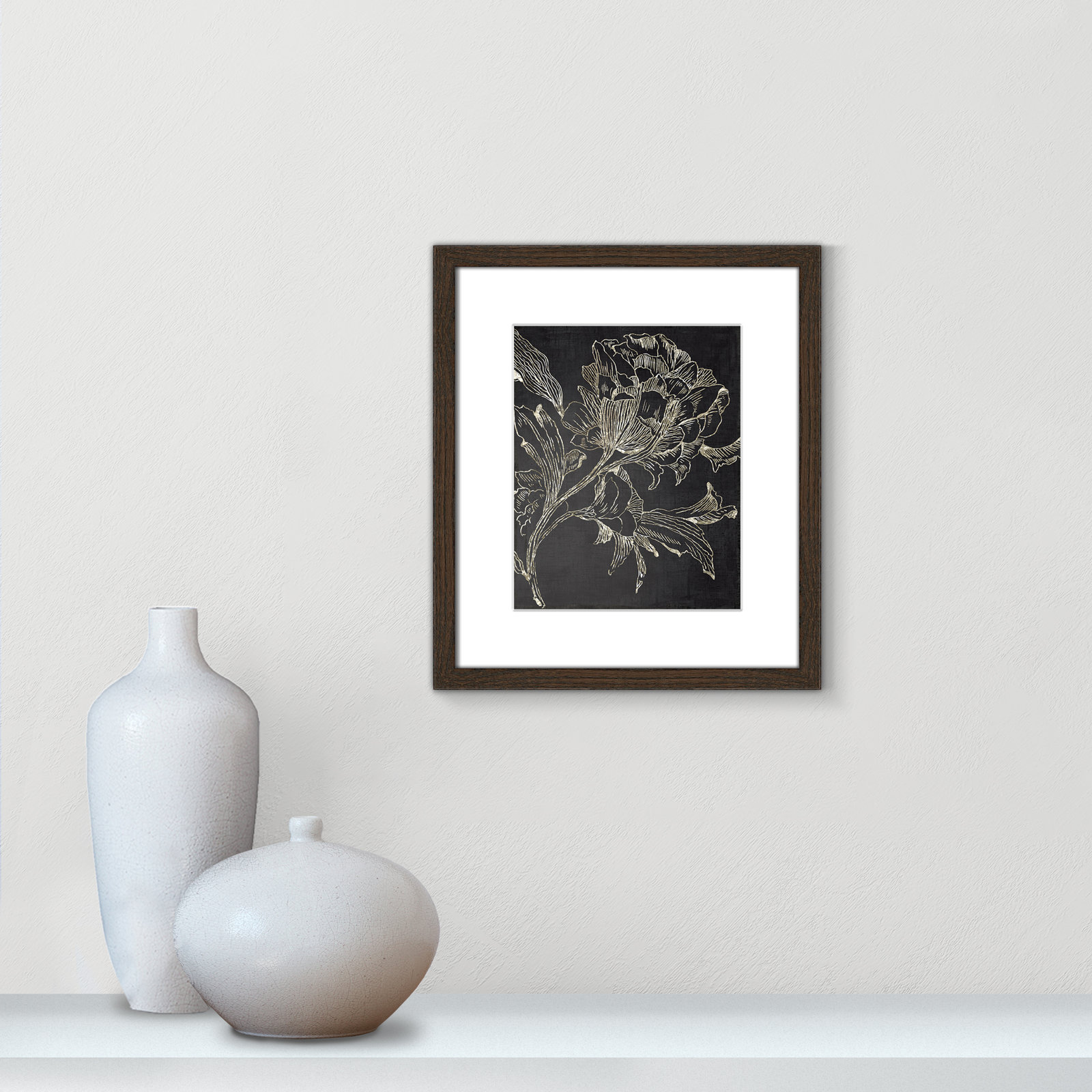 Clarendon "Golden Flower Folklore I" Print, 15" H x 13" W, Walnut Framed
