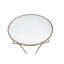 Table basse sophistiquée ronde avec verre givré et métal champagne de luxe