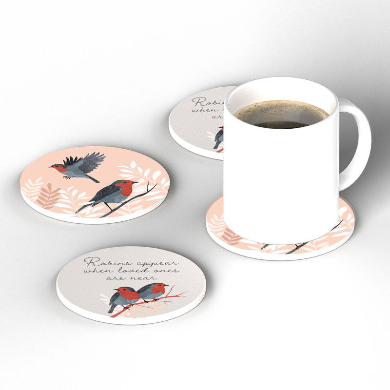 Ceramic Round 4 Piece Coaster Set