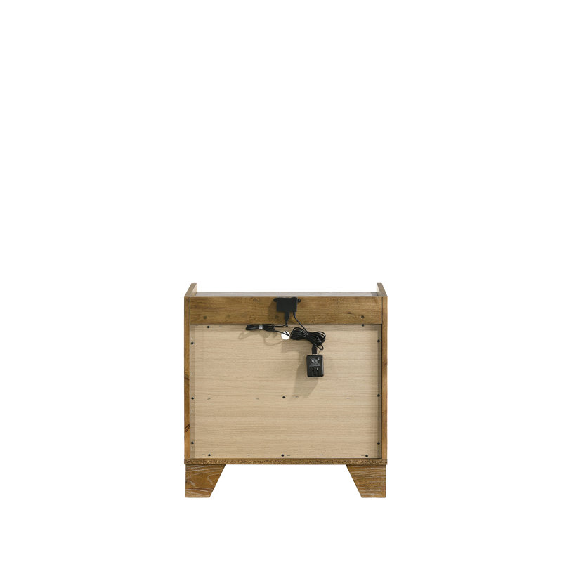 Table de chevet Garcia brun clair Aspen avec DEL et USB