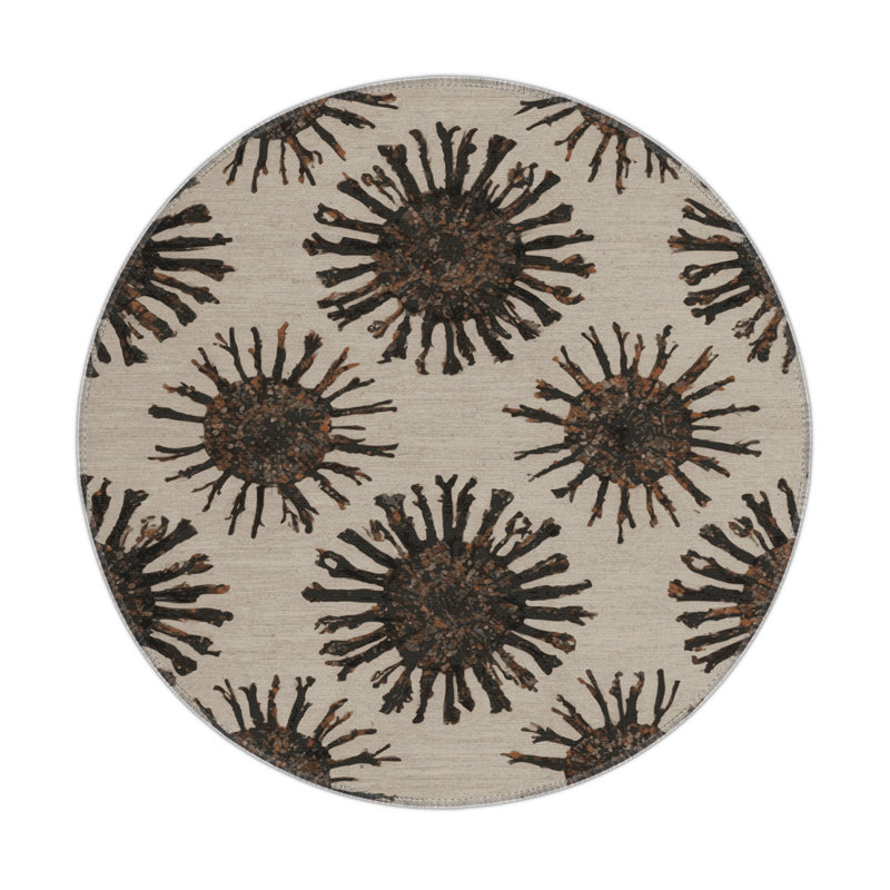 Tapis beige d'intérieur et d'extérieur Nature, Rond 5 pi
