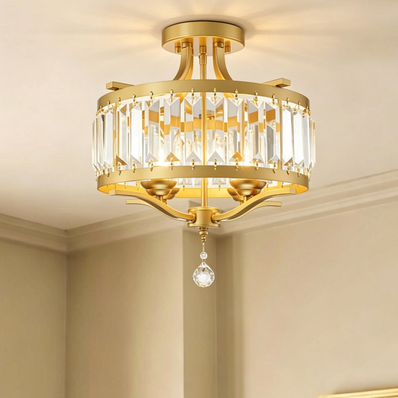 Elonso 4 - Light Crystal Flush Mount Ceiling Light, Gold