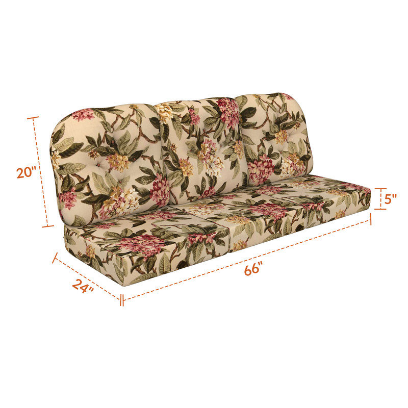 Coussin de remplacement pour canapé d'extérieur Sunbrella, Azalée floral naturel