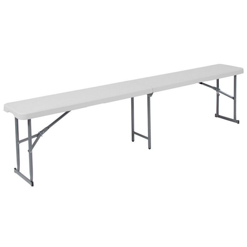 Kalish 10.25"W x 71"L Bi-Fold Granite White Plastic Bench with Carrying Handle
