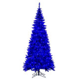 Vickerman 5.5' x 30" Slim Blue Artificial Pre-Lit Christmas Tree with Lights