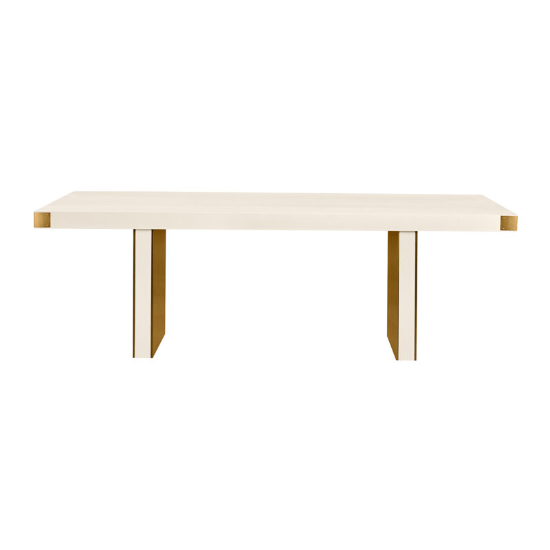 Cream and Gold Ash Wood Rectangular Dining Table