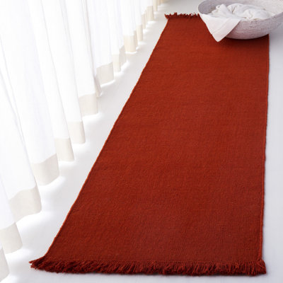 Lauren Ralph Lauren Hand Loomed Wool/Cotton Solid Colour Rug in Rust
