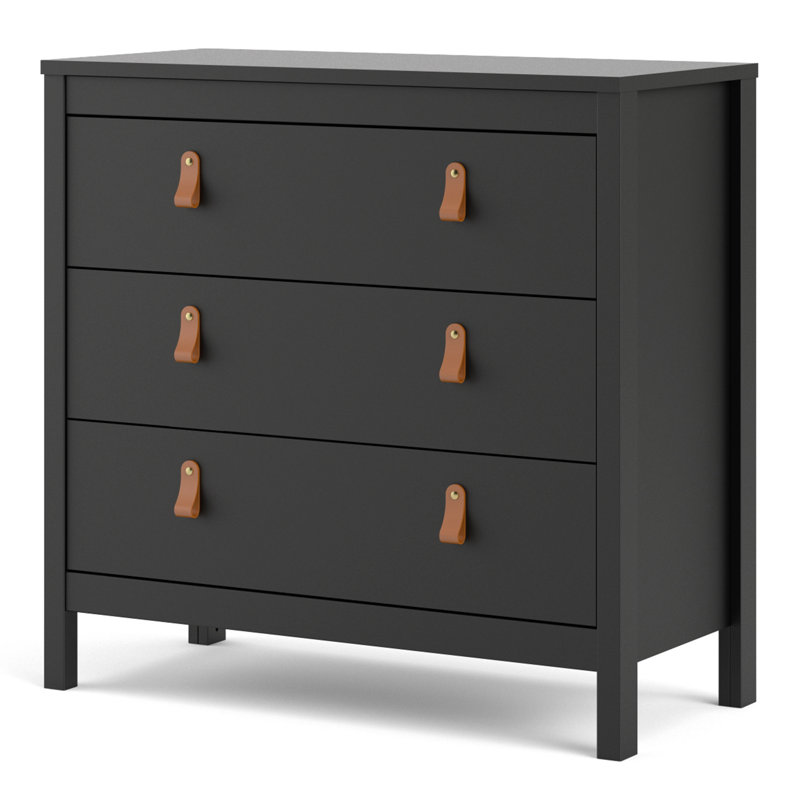 Finnmark 82.1cm W 3 - Drawer Chest of Drawers, Black