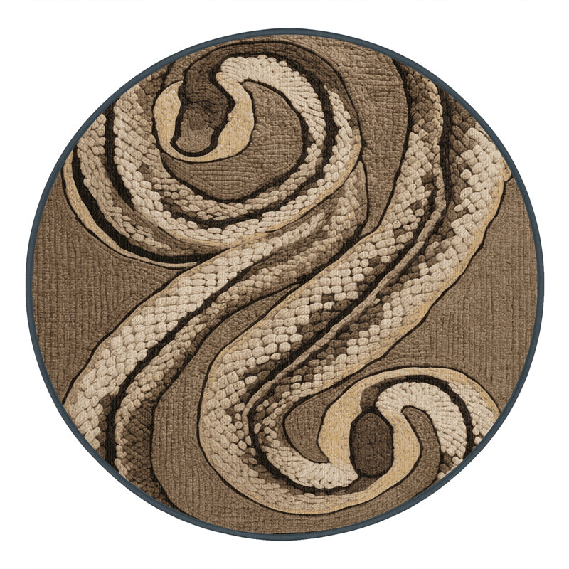 Washable African Egg eating Snake Wildlife Area Rug, Round 5'