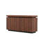 Buffet brun à 4 portes avec tablettes à plusieurs niveaux, portes pliantes et finition texturée pour le couloir du salon, rangement moderne à double usage de 58,3 po de largeur, esthétique contemporaine