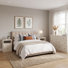 Ensemble de chambre moderne 3 pièces comprenant une commode à 7 tiroirs et 2 tables de chevet avec porte et étagère ouverte, beige