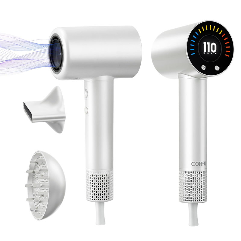 Home/Travel/Pet Hair Drying & Styling Hair Dryer – 110000 RPM Fast Dry, Zero Heat Damage, 500M Negative Ions, Low Noise, with Magnetic Diffuser/Concentrator, Self-Cleaning